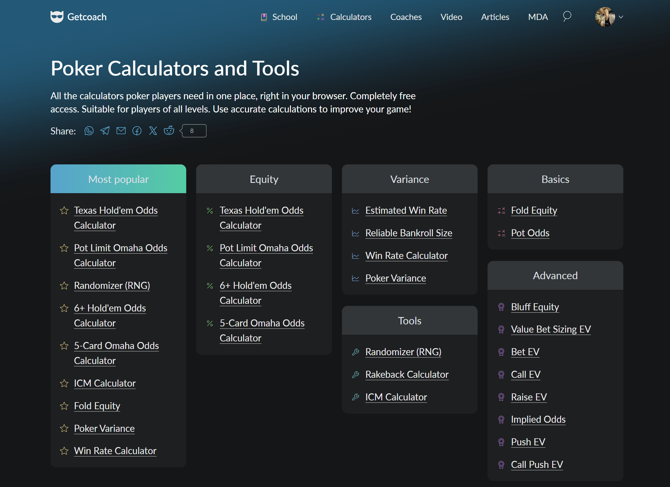getcoach poker calculators