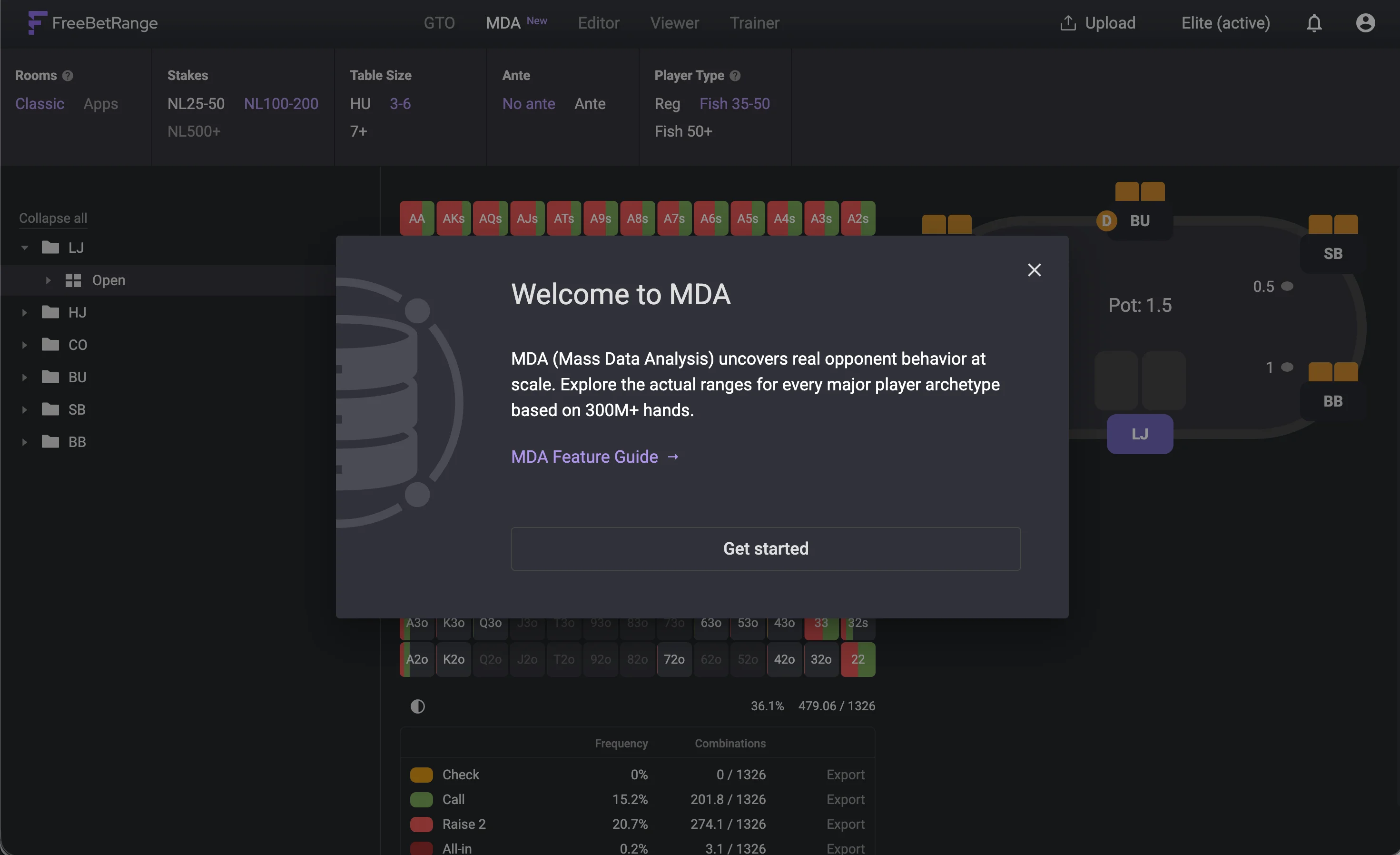 Freebetrange poker MDA: Welcome screen