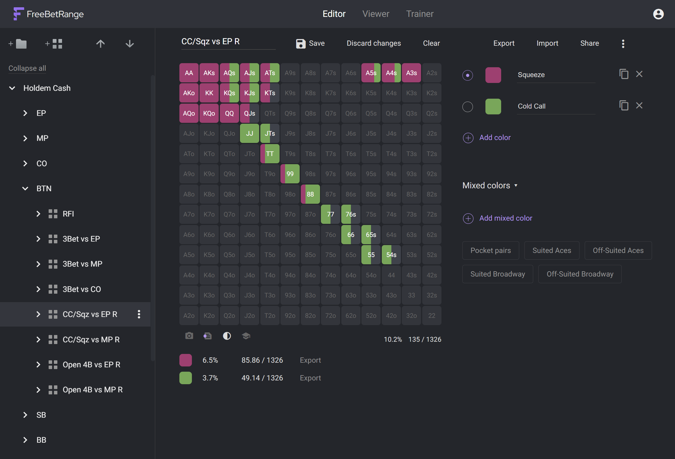 Poker Charts Editor and Viewer